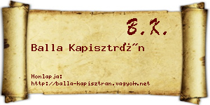 Balla Kapisztrán névjegykártya